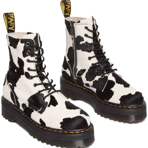 Doc Martens Jadon Hair-On Cow Print Platform Boots - Picture 4 of 11
